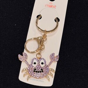 Mint Gold and Purple Sparkling Crab Keychain
